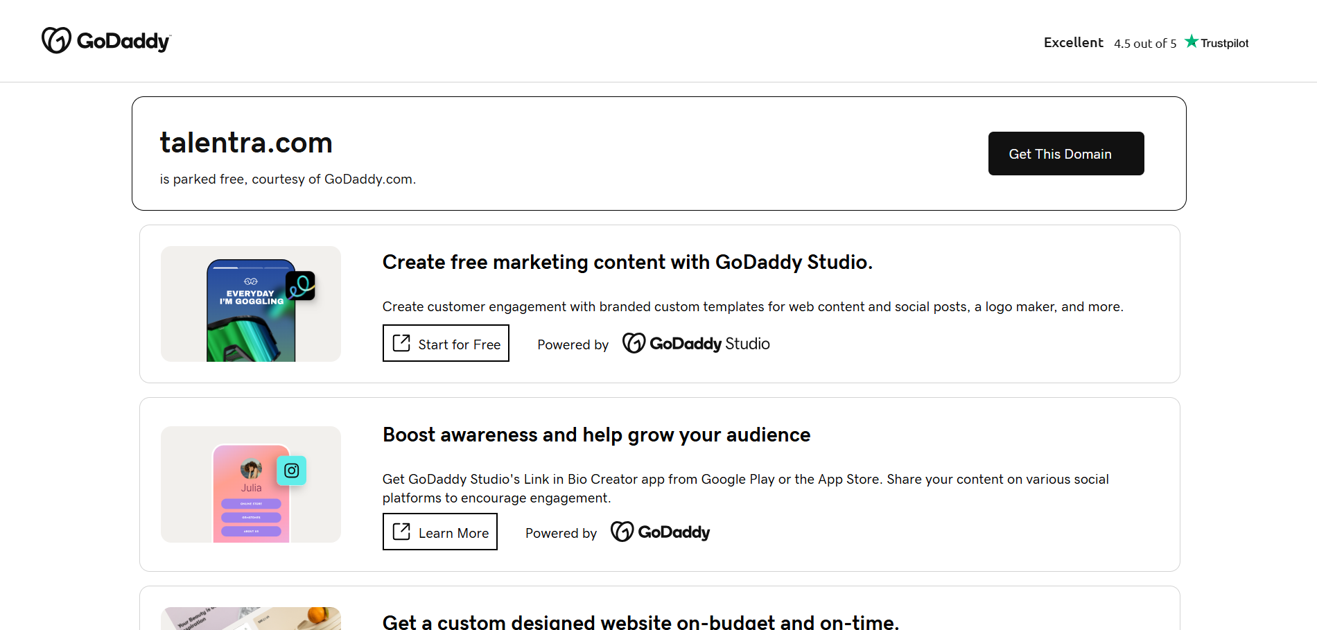 Talentra desktop view